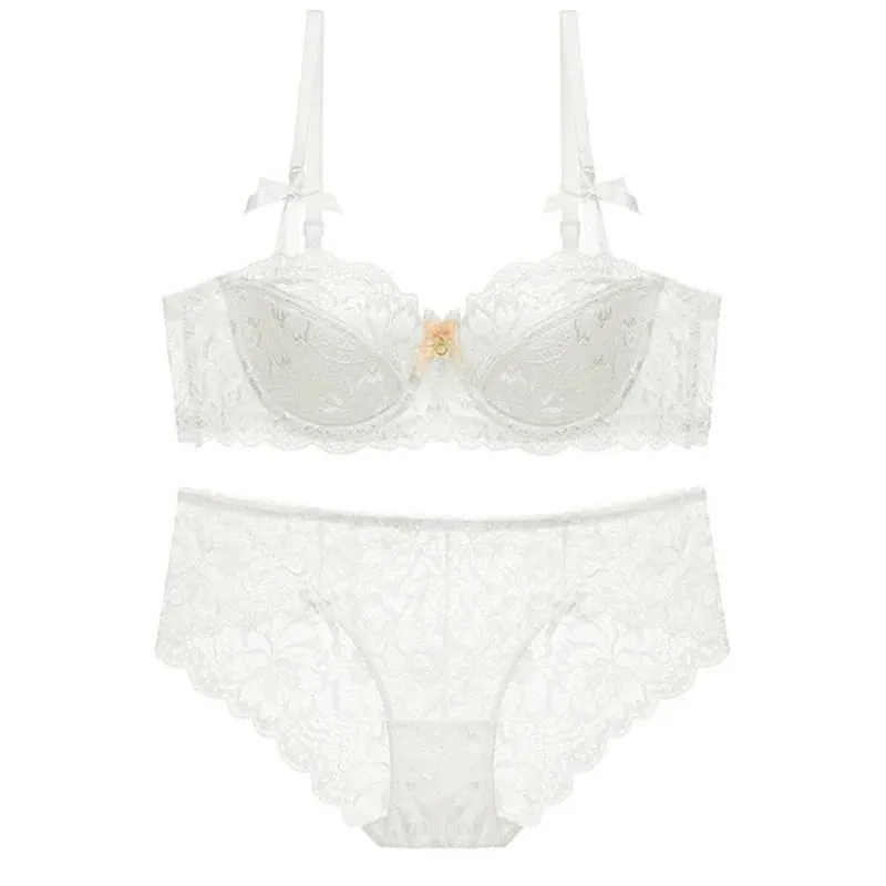 Adjustable Strap Underwire Lingerie Set for Women 2Pcs Floral Lace Bra and Panty — image 3
