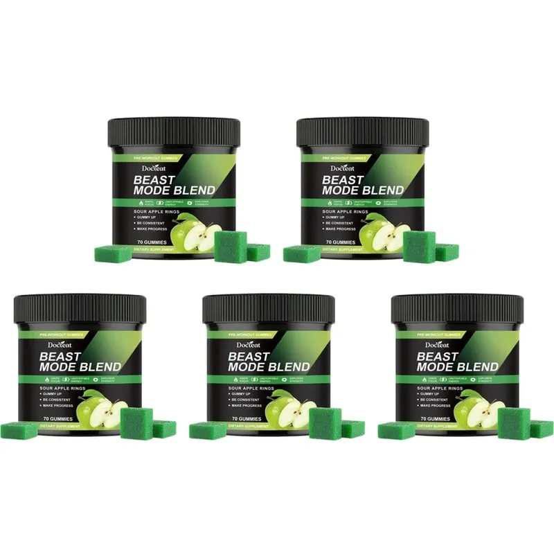 Docteat Beast Mode Blend Caramelle gommose pre-allenamento Supporto energetico e resistenza per allenamenti di forza e giornate attive in palestra 70 conteggi — image 11