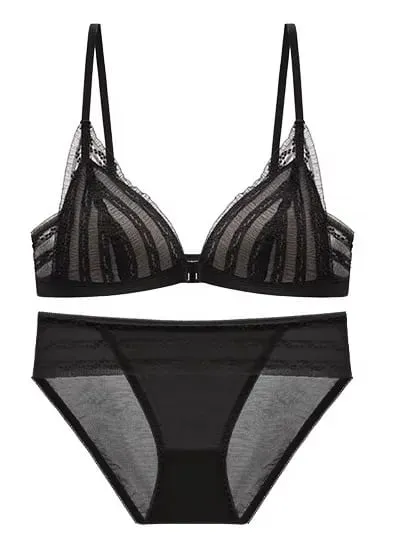 Push Up BH för små bröst - Fram Stäng Spets Bralette Trådlös Demi Triangel Cup Sexiga underkläder Tunna Demi Cup Small Chest — image 12
