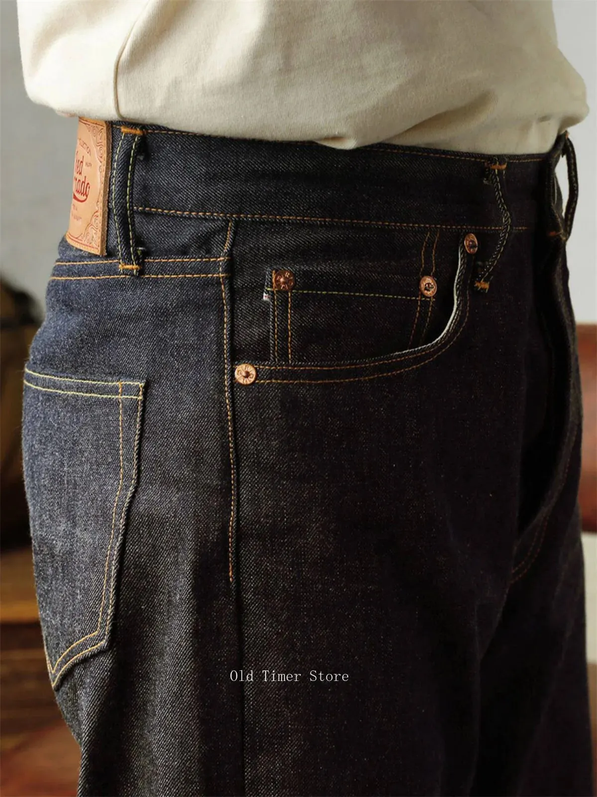 Red Tornado 55501 Raw Selvedge Jeans Loose Straight Leg Button Fly Denim Trousers for Men — image 2