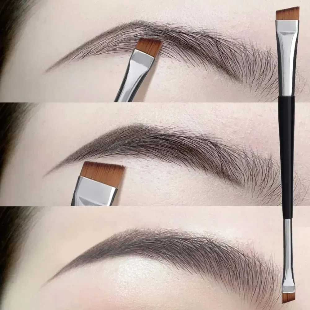 1/10pcs Double Head Blade Eyeliner Berus Kening Mudah Alih Lembut Leper Halus Pelapik Kening Kontur Alis Berus Solek Set Alatan — image 3