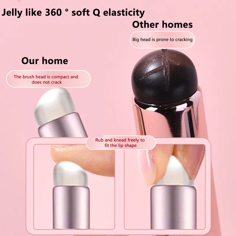 1pc Soft Silicone Lip Brush With Dust Proof Cover Round Head Lipstick Applicator Lips Makeup Tool Multi-use Brushes — image 4