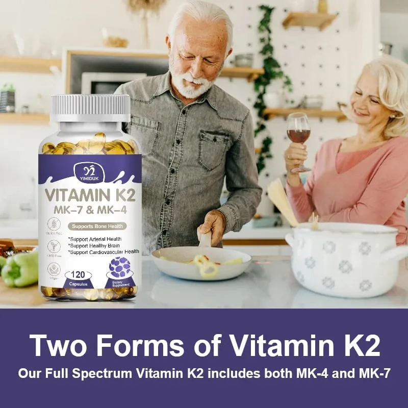 Vitamina K2 (MK7 e MK4) con supplemento D3: supporta ossa forti e cervello sano e salute cardiovascolare