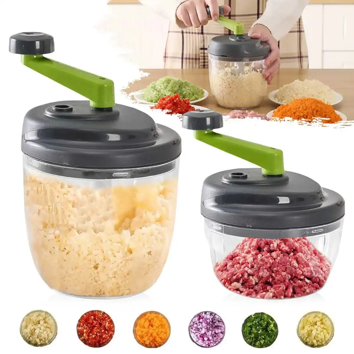 1Pcs 520ml/900ml 핸드 크랭크 마늘 분쇄기 수동 마늘 사수기 고기 분쇄기 음식 야채 쵸퍼 주방 가제트 — image 1