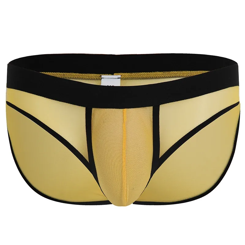 Fashion Solid Color Men Underwear Mesh Breathable Briefs Underpants Low Waist Trunks Male — image 4