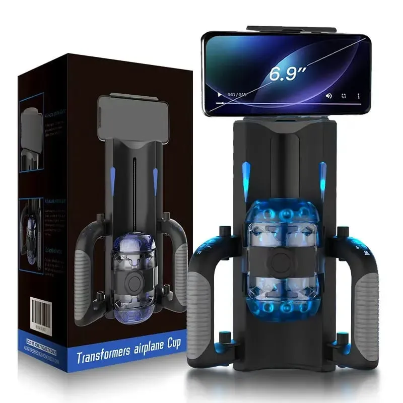 Totalmente automático lidar com masturbador 6 segmentos de ponto fixo telescópico masculino uma chave explosão masturbação copo treinador brinquedos sexuais para homem — image 1