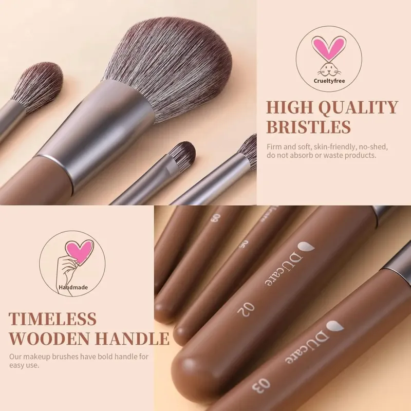 DUcare Makeup Brushes 22Pcs With Foldable BAG Nylon Hair Fan Powder EyeShadow Blending Eyeliner Eyebrow Cosmestic Make up Brush