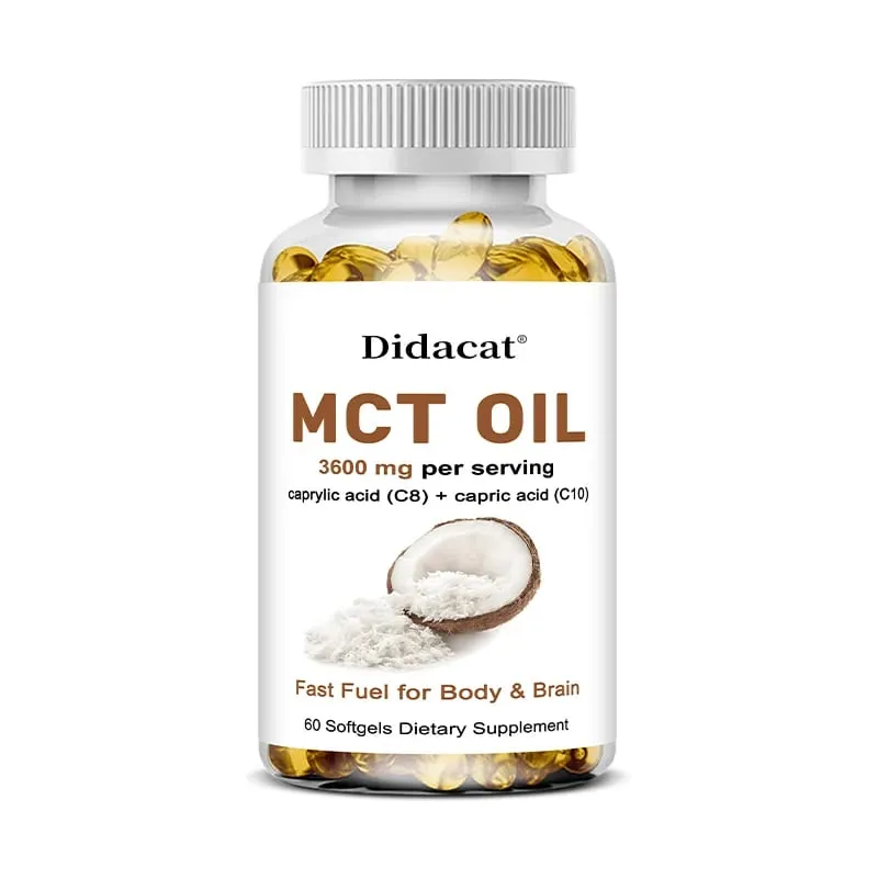 MCT-Öl-Kapseln 30/60/120 Kapseln, 3600 mg pro Portion, C10 und C8, Brain Fuel, Energie, Gewichtsmanagement, gentechnikfreie Ergänzung — image 9