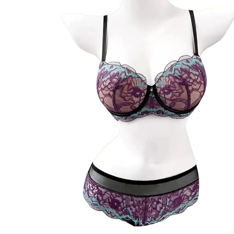 Soutien-gorge minimiseur violet, grande taille, dentelle douce, sans fil, Anti-affaissement, grand buste, aspect plus petit, respirant, offre spéciale, M-XL — image 1