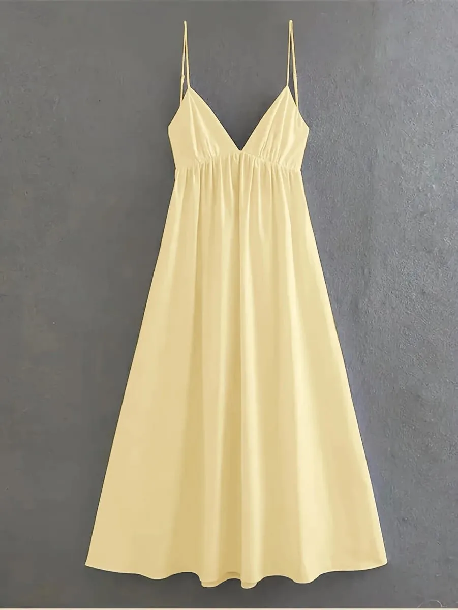 Robe à bretelles fines pour femmes, couleur unie, dos nu, vacances d'été — image 6