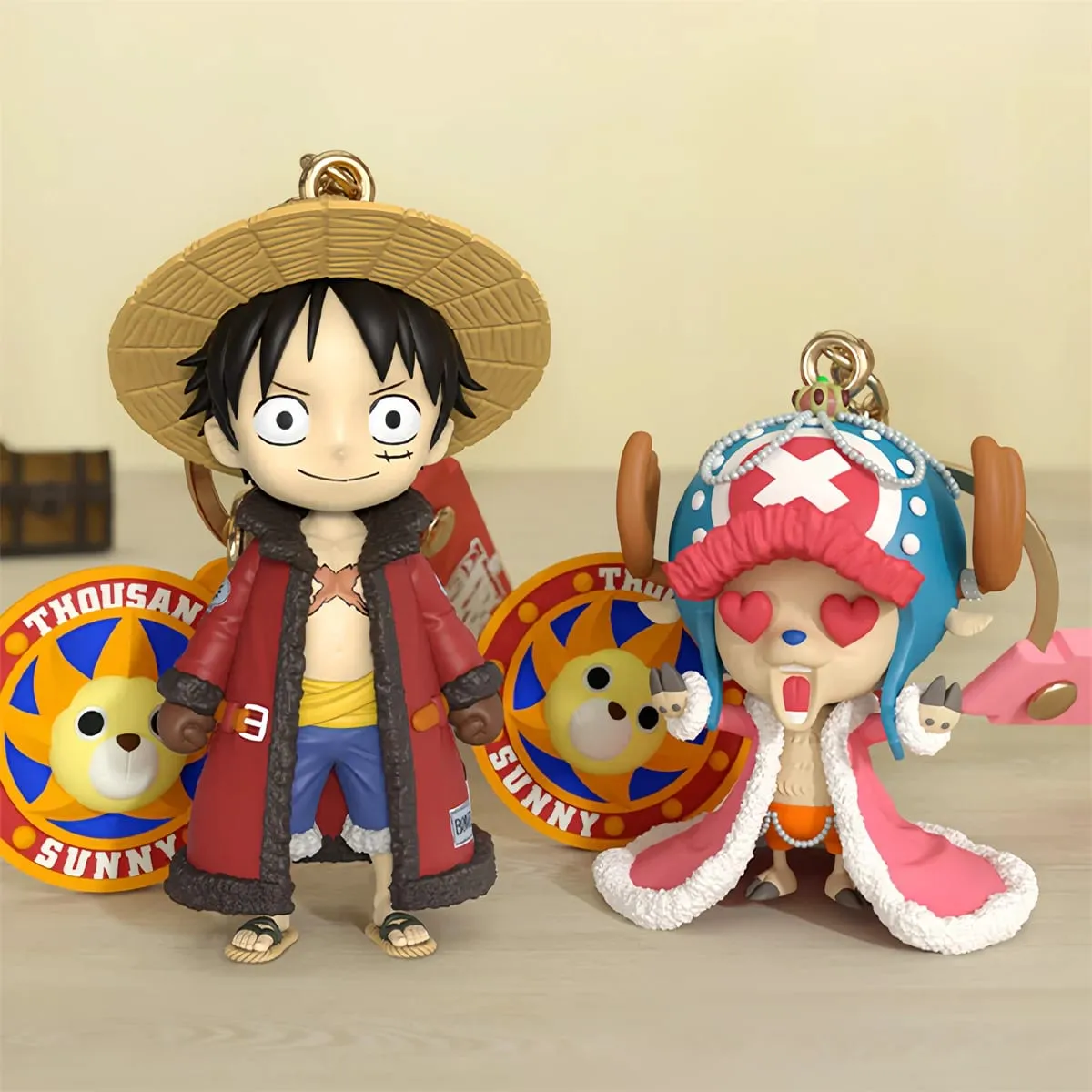 Genuino ONE PIECE Anime Figura Scimmia D Luffy Chopper Cartoon portachiavi Borsa Ornamento Bambole Bambini Regalo di compleanno Giocattolo di Natale Regali — image 1