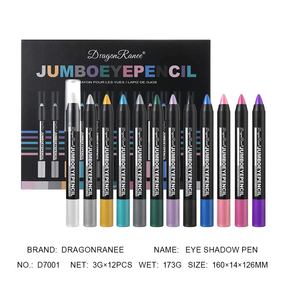 Ensemble de crayons fard à paupières, surligneur, imperméable, à paillettes, couché, ver à soie, maquillage, pigments, cosmétiques, stylo Eyeliner blanc, 12 pièces