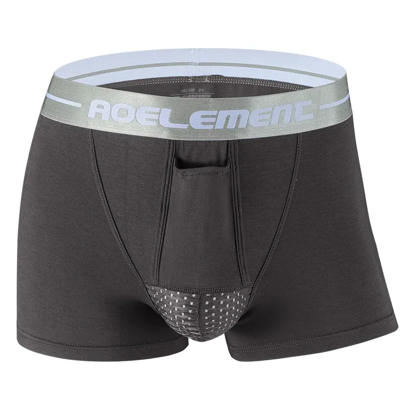 L-5XL Uomini di Grandi Dimensioni Varicocele Biancheria Intima Scrotale Testicolo Supporto Dual Pouch Boxer Cavo Spermatico Proiettile Separazione Mutande