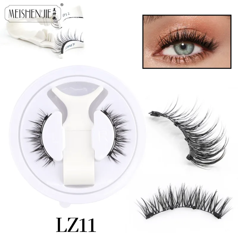 1/3 คู่ Magnetic Eye Lashes ขนตาทำด้วยมือ Soft Reusable Magnetic Lashes ดูธรรมชาติ 3D False Lashes แต่งหน้าแหนบชุด — image 8