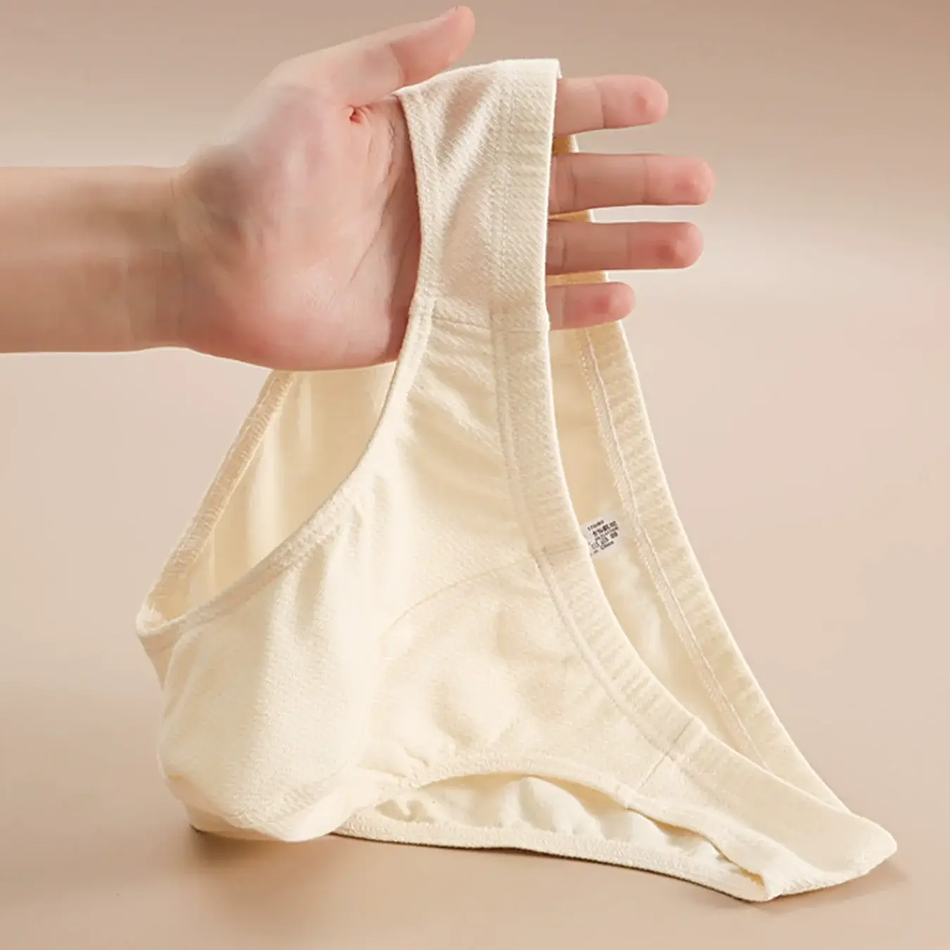 3-delt herreunderbukser med lav talje i bomuld - Minimalistisk ensfarvet undertøj (beige/hvid/lysegrå) — image 5