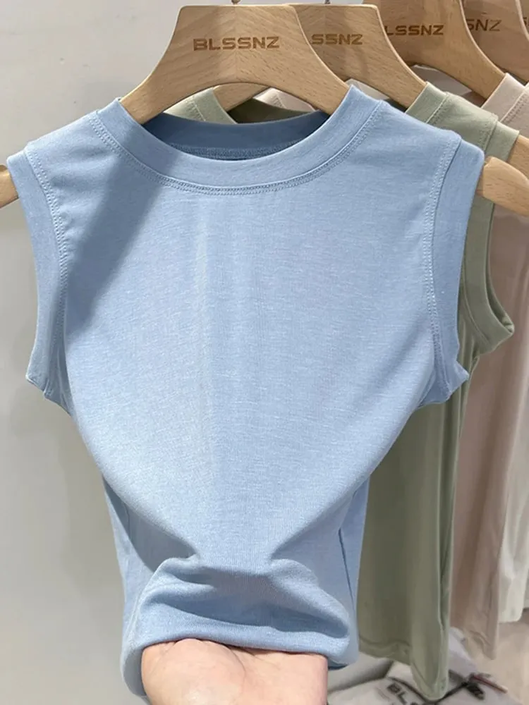 zjaiss 2026 Baumwolle Tops Hals Sommer Basic Shirts Weiß Schwarz Casual Sport Weste Schulterfrei Grün Damen Tank Top — image 7