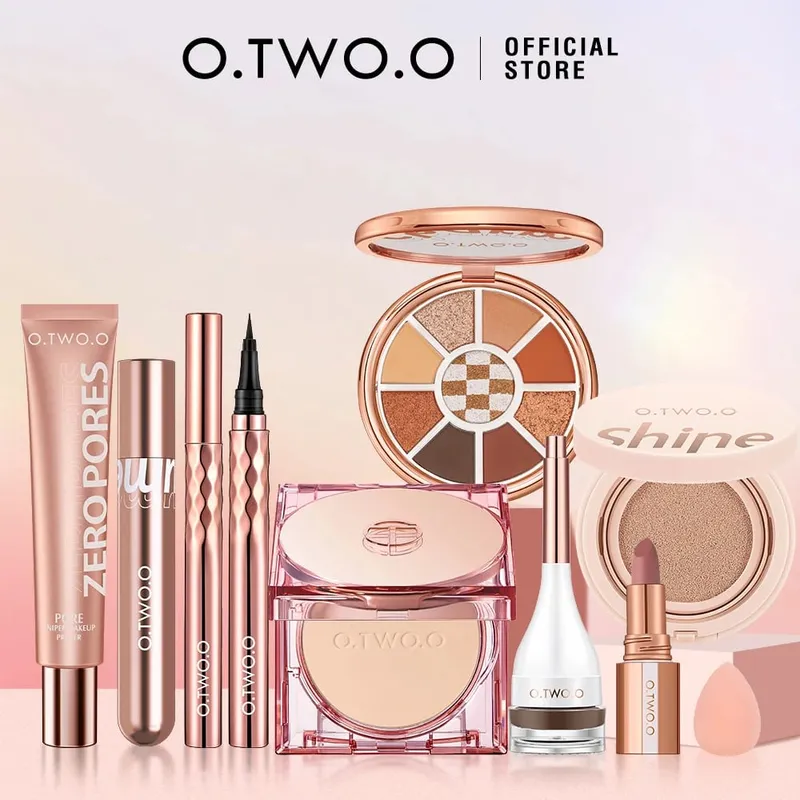O.TWO.O 9st Full Makeup Ansiktsinställning Powder Primer Base Mascara Eyeliner Pen Ögonbrynsfärgad Läppstift Ögonskuggasminkning för kvinnor — image 8