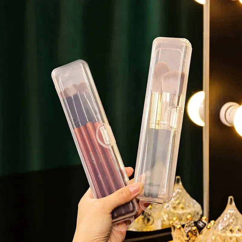 Přenosný organizér štětců na make-up Tužka na obočí Nádobí Hůlky Průhledné s víkem Úložný box Kuchyňské doplňky — image 5
