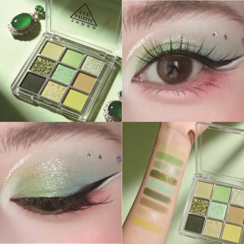 9 barev Mint Green Paleta očních stínů Matte Shimmer Forest Shadow Velvet Soft Míchatelný přirozený denní make-up očí — image 4
