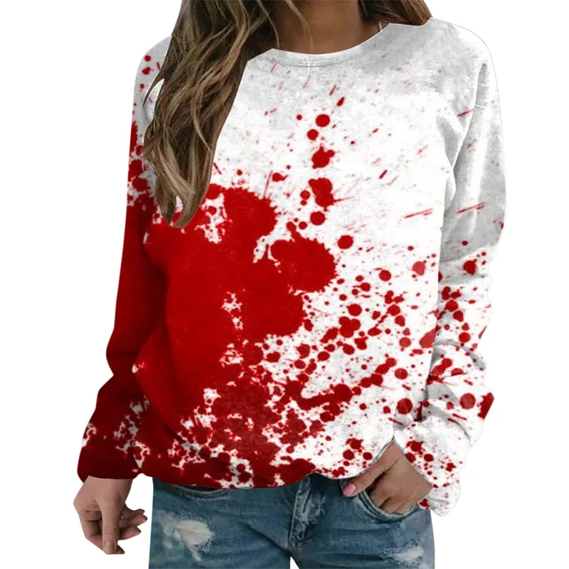 Terror Blood Graphic Sweatshirts Halloween Party Design Female Clothes I'm Fine Bloody Women Sweater Horror Ladies Y2k Pullovers — image 5