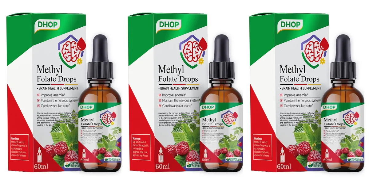 Methyl Folate Drops Liquid with Folate and Vitamin B12 Supports Brain Health for Nervous System Care - 120 Servings — image 9