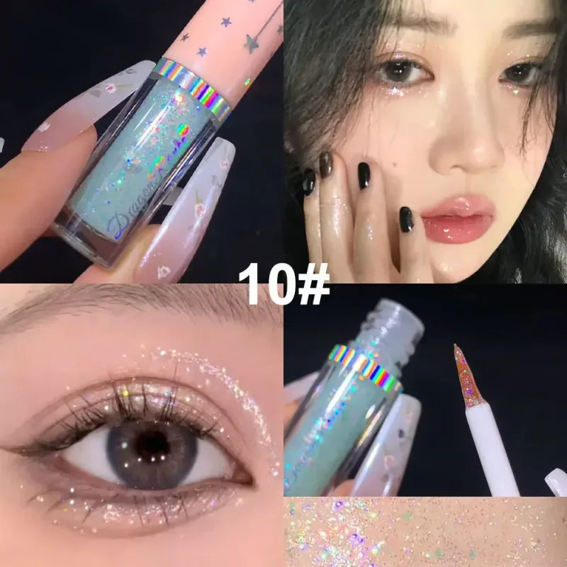 Paillettes blu Liquid Eyeshdaow Glitter Gel Penna per eyeliner metallizzata lucida Diamond Shimmer Strumento per il trucco di bellezza per occhi impermeabile
