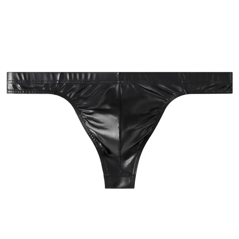 Men Faux Leather Sexy Sissy Briefs G-string Thong T-Back Large Pouch Soft Very Hot Lingerie Underwear For Man Unisex Panties