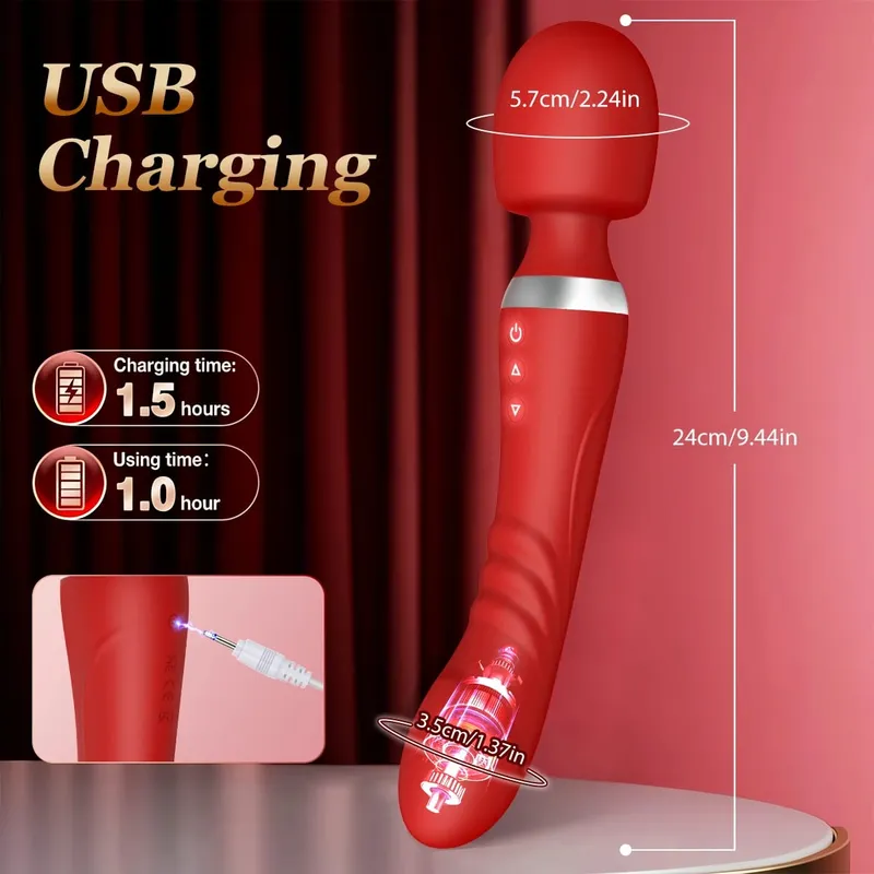 Double Vibratorสำหรับผู้หญิงDildos AV Magic Wand G Spot Clit Stimulatorช่องคลอดMassager Masturbatorsของเล่นสำหรับผู้ใหญ่สำหรับคู่ 18 +