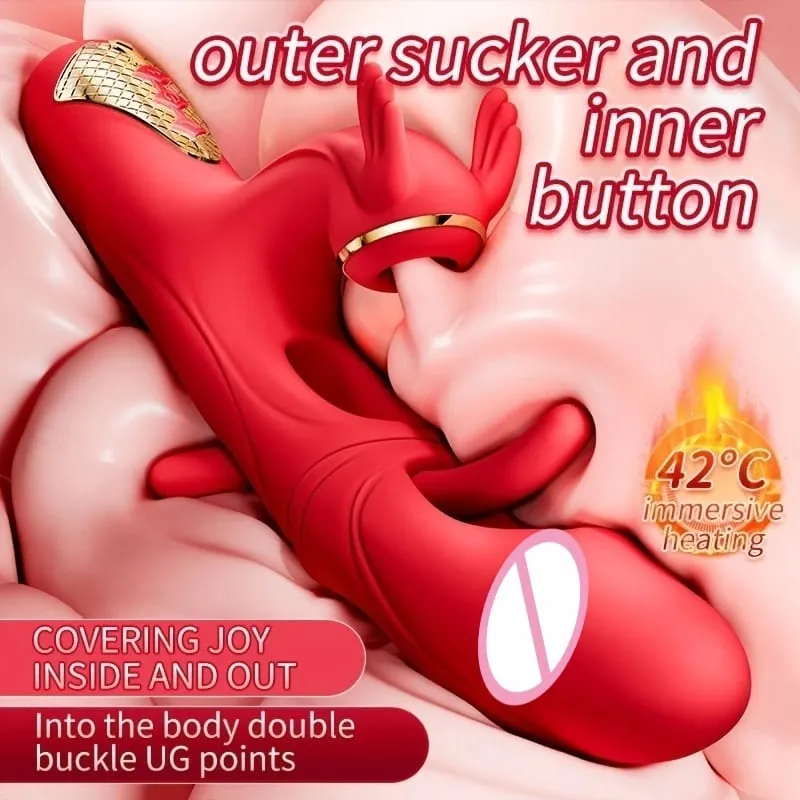 4in1 vibratore vibratore con vibratore per donne riscaldamento stimolatore del clitoride del punto G succhiare massaggiatore vaginale giocattoli del sesso masturbatore femminile — image 8