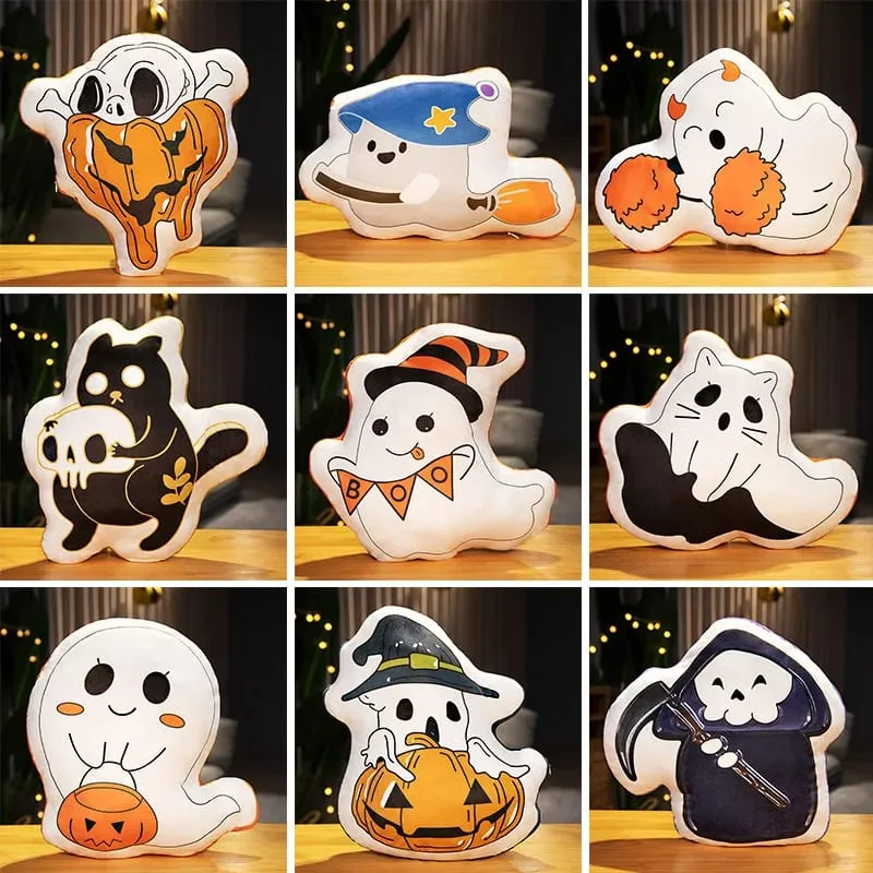 Oreiller doux amusant, fantôme de citrouille, elfes mignons, squelette de mort, chat foncé, décoration de maison Halloween, coussin de canapé, jouets de sieste, 30CM — image 3