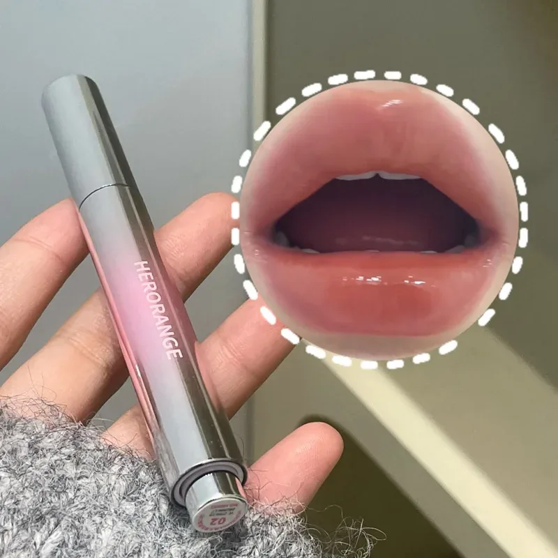 Różowy różowy jednolity błyszczyk lustrzane usta pulchne nawilżająca szminka odżywcza woda lekka odcień ust czerwona błyszczyk do ust koreański makijaż — image 3