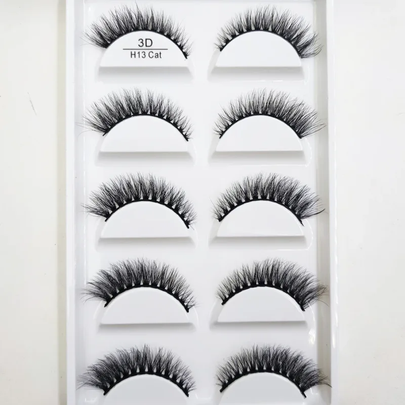 5 คู่ 3D ขนตาปลอมธรรมชาติแต่งหน้า Mink Eyelash Fake Eye Lashes Faux Cils Make Up Beauty Maquillaje เครื่องมือ h13 Mini Cat — image 8