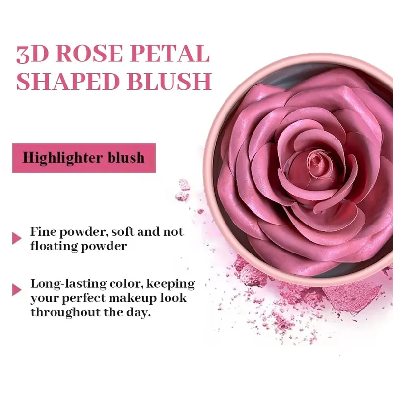 4-Color Petal Blush & Highlighter Brush Set – Diffused Watercolor Flush Cloud Skin Natural Glow Buildable Soft Texture Spring — image 7