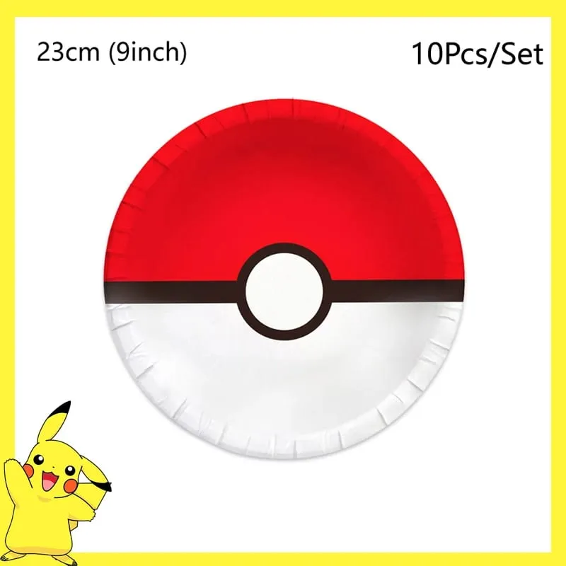 Pokemon Geburtstag Party Dekoration Pikachu Einweggeschirr Tasse Serviette Teller Tischdecke Baby Dusche Kuchen Topper Flagge Luftballons