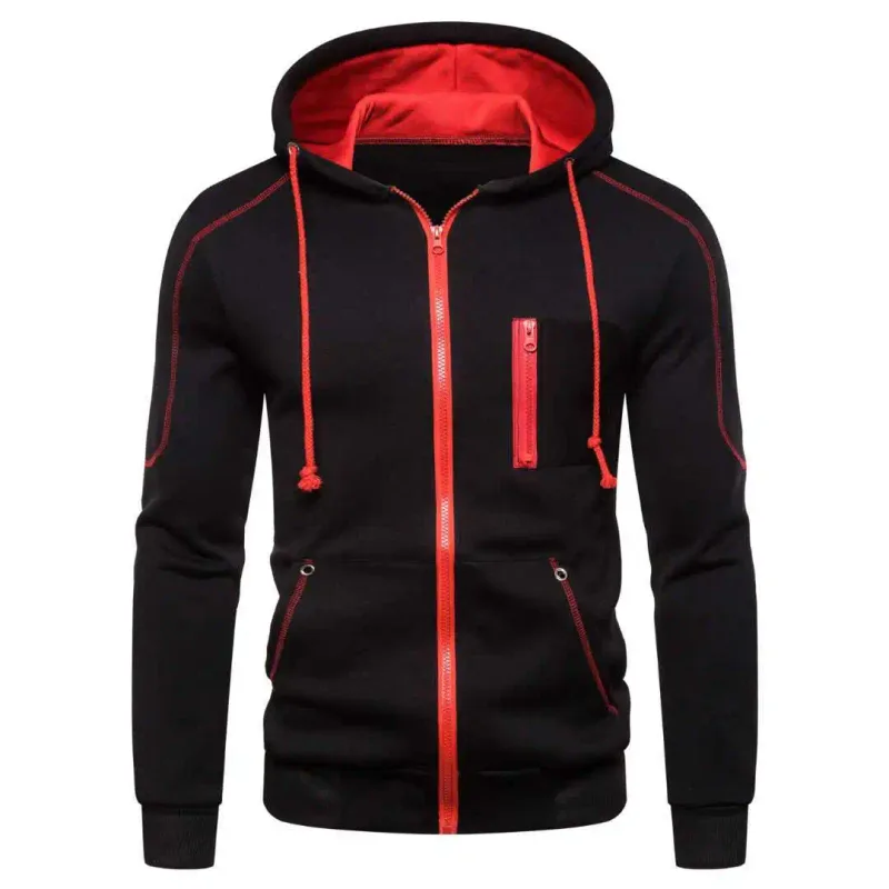 Men's Hoodie Black White Army Green Red Hooded Color Block Fleece Cool Casual Winter Clothing Apparel Hoodies Sweatshirts — image 3