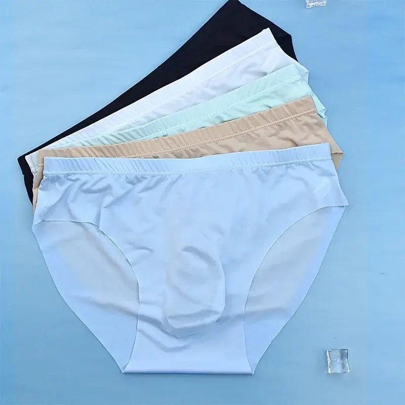 3D erkek Buz Ipek Külot Yaz Yeni Ultra-ince Şeffaf Dikişsiz Seksi Çabuk kuruyan Trendy nefes alan iç çamaşırı Külot — image 1