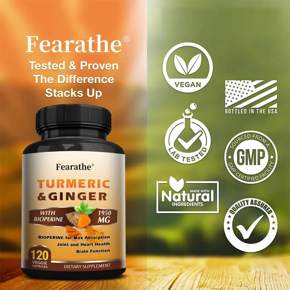 Capsule di curcuma biologica da 1500 mg con zenzero e pepe nero che supportano il sistema digestivo e immunitario dei muscoli articolari e il benessere — image 3