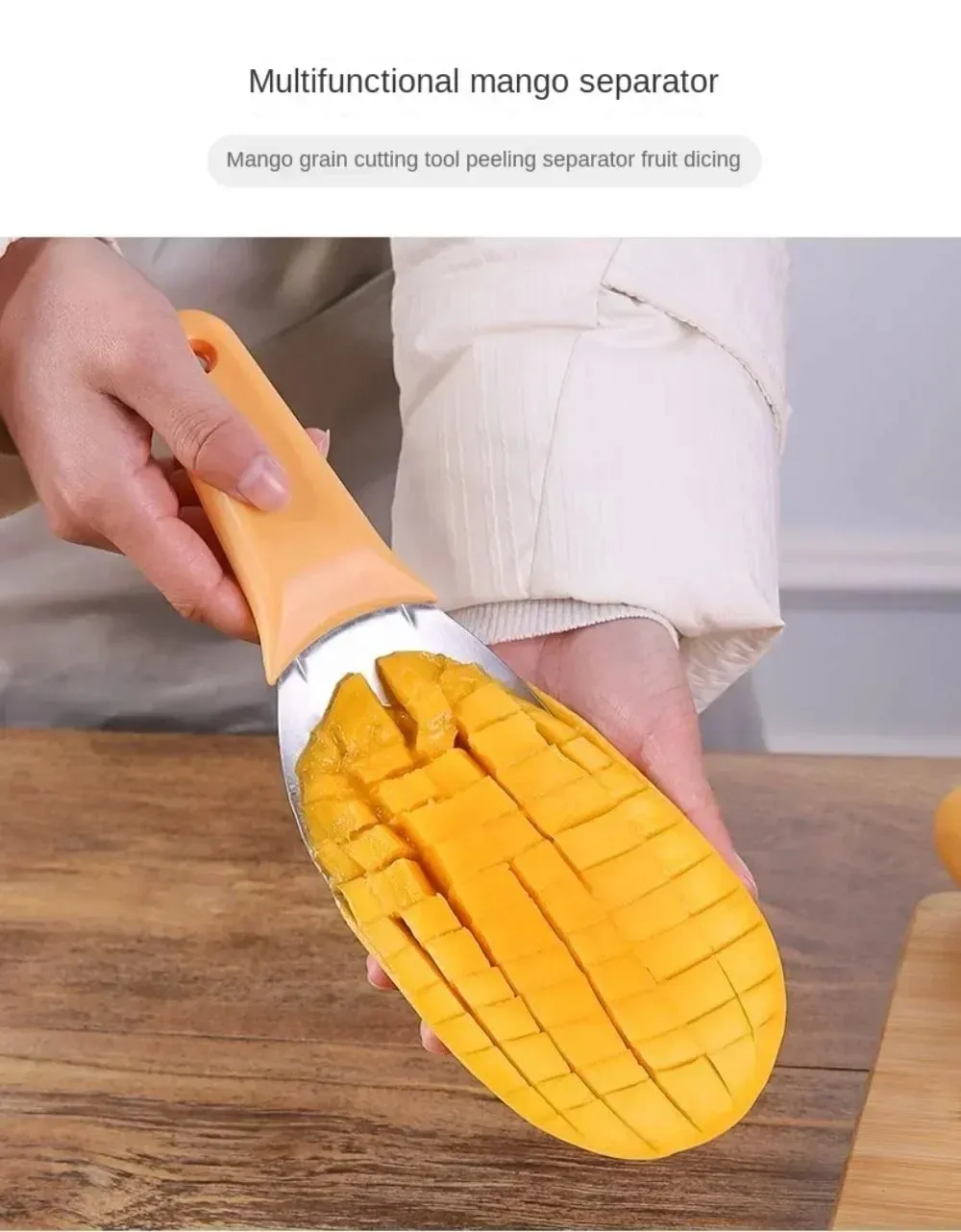 Gorąca wielofunkcyjna łyżka do mango Mango nóż do cięcia granulatu narzędzie obieraczka obieraczka Mango miarka do awokado kuchenne narzędzie do owoców — image 9