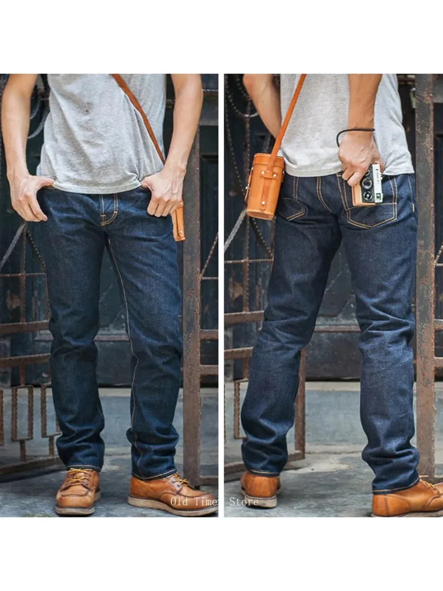 Red Tornado 511XX-0001 16oz Pink Line Selvedge Denim Jeans for Men Straight Fit Slim Silhouette