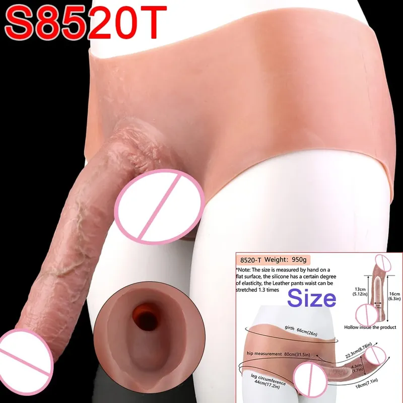 Male Strap-On Long Hollow Dildo Ultra Realistic Penis Extend Sleeve Pants насадка на член Male Cock Cover Sex Toys — image 31