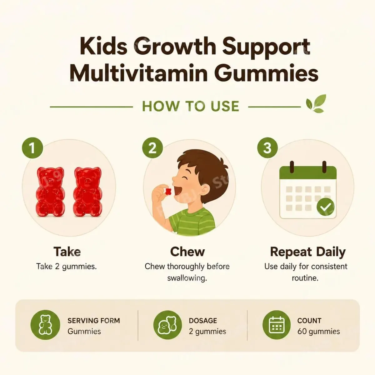 Pertumbuhan Ketinggian Kanak-kanak Menyokong Gummies dengan Nutrisi Pertumbuhan Penting dan Multivitamin Menyokong Ketinggian & Perkembangan Tulang yang Sihat — image 7