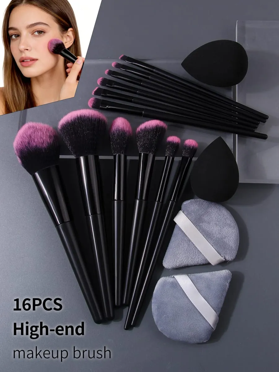 16ks profesionální sada štětců na make-up – měkké nadýchané kosmetické štětce pro podkladové pudrové oční stíny a kosmetické nástroje pro míchání — image 3