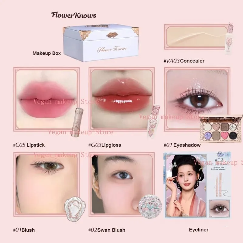 Flowerknows Tutto In Set Regalo Rossetto In Velluto Opaco Fard Ombretto Glitter Set Trucco Kit Di Cosmetici Con Confezione Regalo