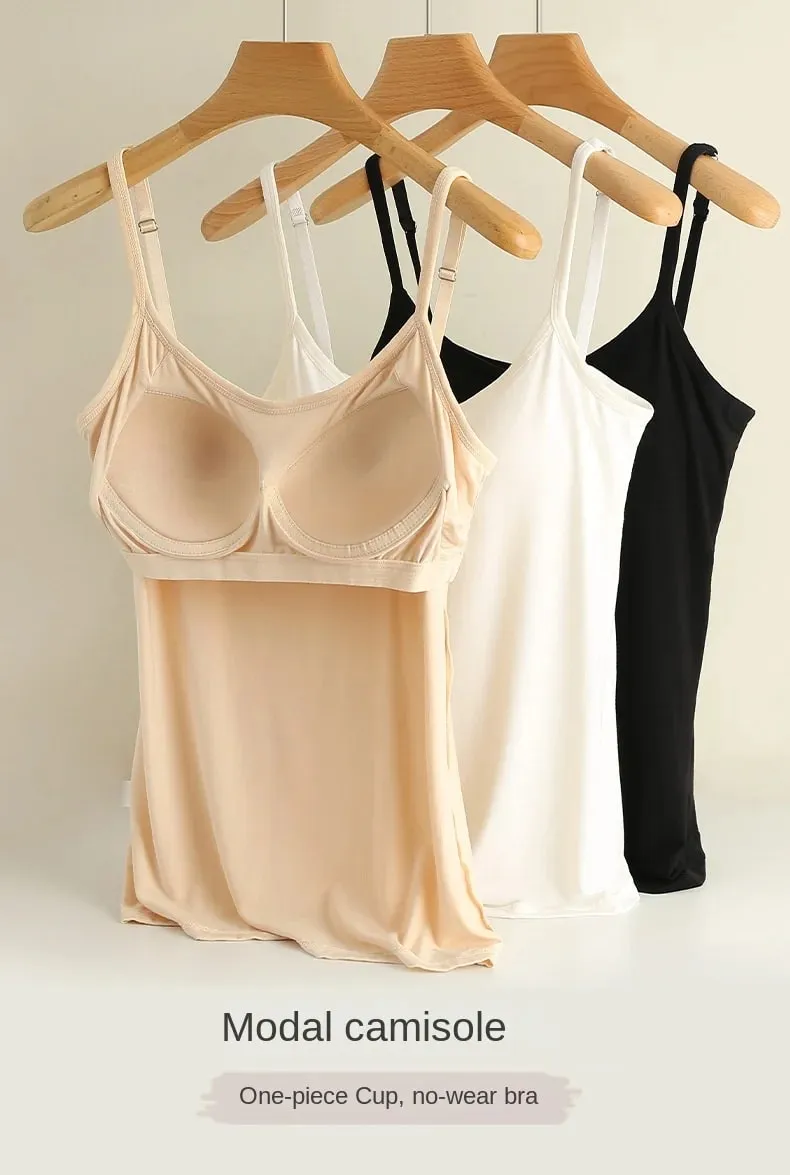 M-3XL für 35–85 kg, Modal, Übergröße, Camisole-Tanktop mit festem Körbchen, gepolsterte Damen-Brustunterwäsche, verschleißfrei