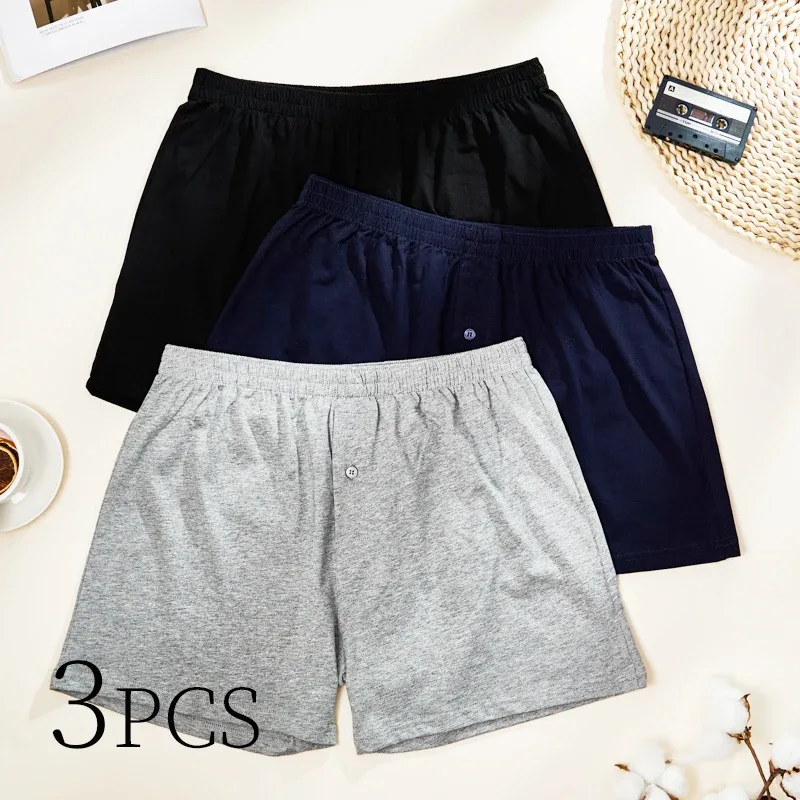 3PCS Cotton Soft Aloe Pants Breathable Comfortable Men's Underwear Home Leisure Loose Men's Panties Soft Seamless Boxer Briefs — image 2