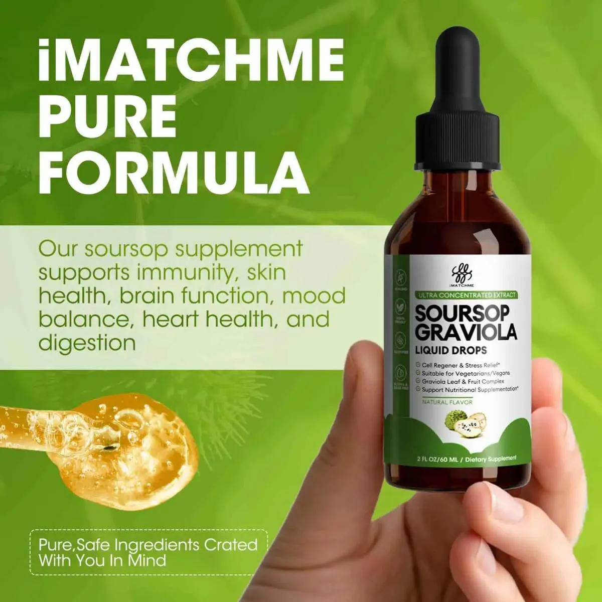 Titisan Cecair Graviola Soursop Organik untuk Sokongan Sel Antioksidan Semulajadi & Penjanaan Semula Peningkatan Imun Kaya dengan Multivitamin — image 3