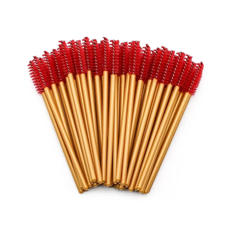 50Pcs Einweg Wimpern Make-Up Pinsel Mascara Zauberstäbe Gold Mini Wimpern Pinsel Kurze Augenbrauen Kamm Wimpern Verlängerung Werkzeug — image 12