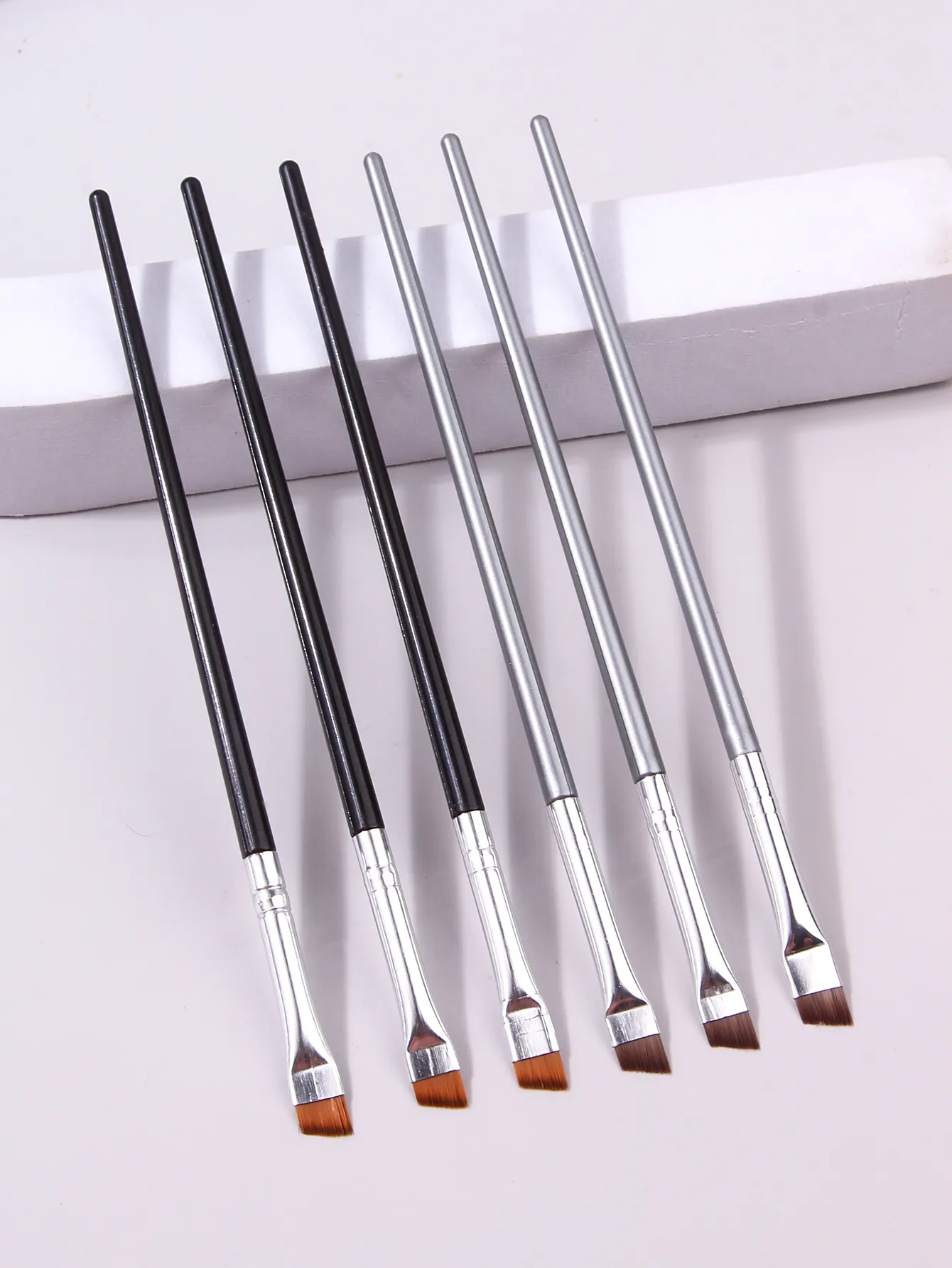 6 adet ince Eyeliner makyaj fırçası seti ince astar fırçaları profesyonel açılı kaş fırçası yüksek kaliteli kaş kontur makyaj aracı