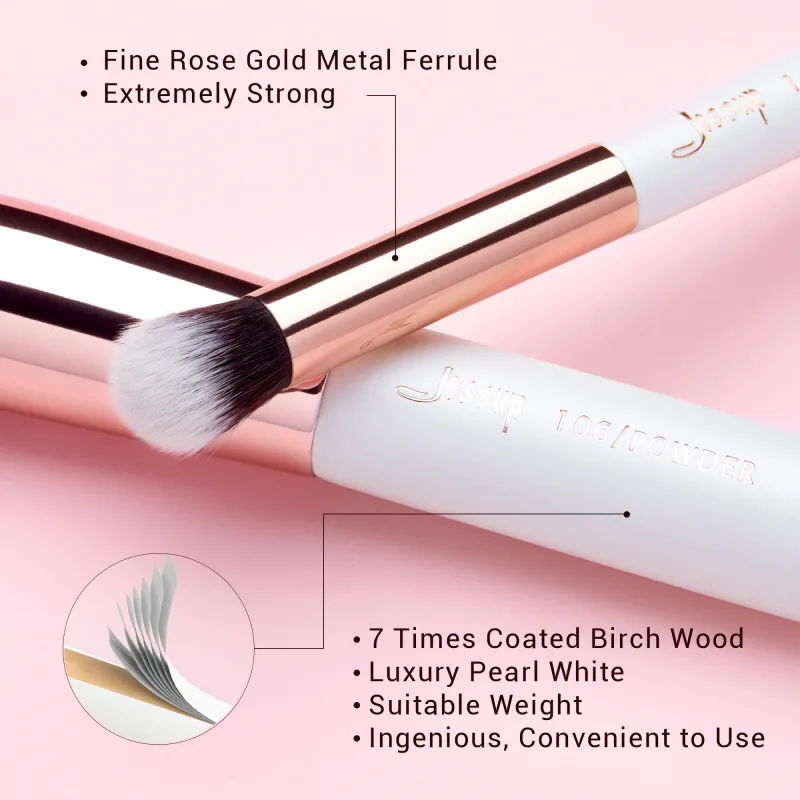 Jessup Set di pennelli per trucco 6 pezzi Pennelli per trucco Kit di pennelli per trucco in polvere naturale-sintetica per contorno fard Evidenziatore Miscela correttore — image 3