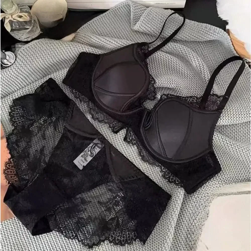 Push Up Bra Wanita Seksi French Lace Minimizer Liputan Penuh Wayarles Nipis Anti Kendur Sokongan Keselesaan Pakaian Dalam S-XL — image 3